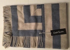 DWELL STUDIO Baby Alpaca Draper Blue Stripe Chinois Throw Blanket Brand New NWT - Picture 1 of 4