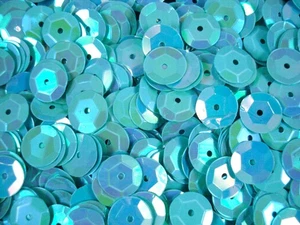 Sequins 10mm Aqua AB 20g DIY Crafts Sewing Dressmaking Embellishments - Picture 1 of 2
