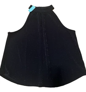 Black Sparkle Glitter Mock Neck Halter A-Line Top 2X EUC Maurices - Picture 1 of 4