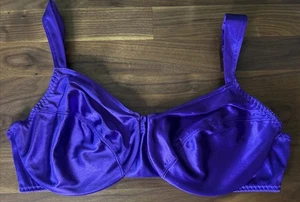 VTG Second Skin Bra Sears Satin Caress Wet Look Glossy 38D Royal Purple Shiny - Picture 1 of 6