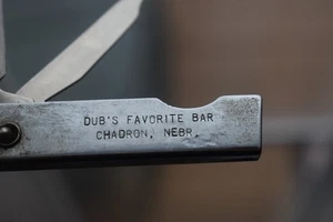 Vintage Werbung Dub's Favorite Bar Schlüsselanhänger Klapp Taschenmesser Chardon, Nebr. - Bild 1 von 2