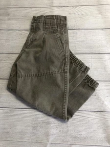 Vintage Bugle Boy Pants Boys Medium Olive Green Cargo Elastic Cuffs Utility 90s - Picture 1 of 10