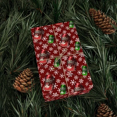 Papel de Envolver Dr Pepper, Divertidos Refrescos Envoltura de Regalo de Navidad, Envoltura de Navidad Foto 1 de 4