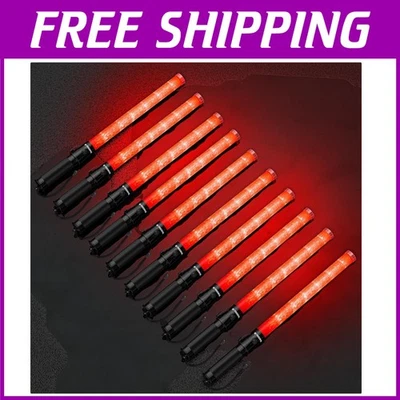 10-Pack of 21-Inch LED Safety Traffic Wands with 3 Flashing Modes for Visibility - Image 1 of 4