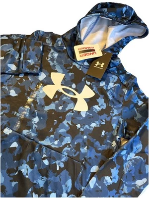 UNDER ARMOUR Rock Shades Fleece Boys Blue/Black Camo Hoodie Athletic Boy’s MED - Image 1 of 4