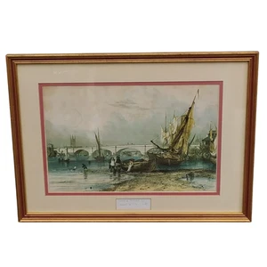 Impresión Litográfica en Color Edmund William Cooke Enmarcada Puente de Londres - Ver Comentarios - Imagen 1 de 24