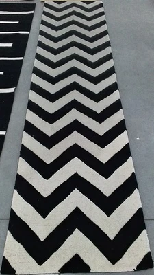 IVORY / BLACK 2'-3" x 9'-0" Back Stain Rug, Reduced Price 1172791649 CHT715A-29 - Image 1 of 4