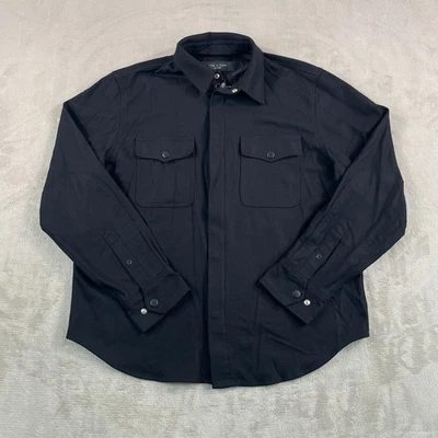 Rag & Bone Shacket Shirt Jacket Men Large Black Wool Blend Snap Zip Up NWOT $598 - Image 1 of 4