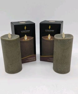 Luminara "Chalky Stone Grey" Real Flame-Effect Candle Set Of 2 (3"x6.5") - Picture 1 of 12