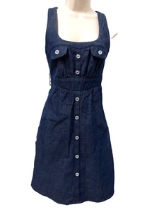 Va Va Voom Womens Dress S PinUp VLV Retro Denim Button Front Bodycon Sleeveless - Picture 1 of 6
