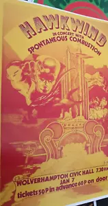 HAWKWIND WOLVERHAMPTON CIVIC HALL GIG Jan 7th. 50p entrance A3 quality paper - Picture 1 of 6