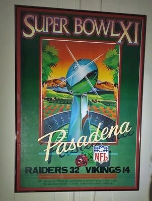 带框超级碗海报 1977 年超级碗 11 第一突袭者超级碗获胜... — 第 1/4 张图片