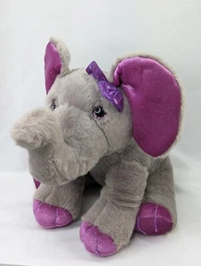 Aurora Girlz Nation Elephant Plush Gray 9 Inch Purple Ears Stuffed Animal Toy - Picture 1 of 9