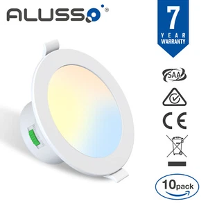 70mm 90mm 120mm LED Downlight Kit Dimmable Tri-Color Flat/Recessed 10W/12W/14W - Picture 1 of 22