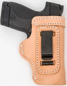 LT TAN CUSTOM IWB Leather Gun Holster U CHOOSE:rh,lh-laser-slide-cant-belt-mag - Picture 1 of 6
