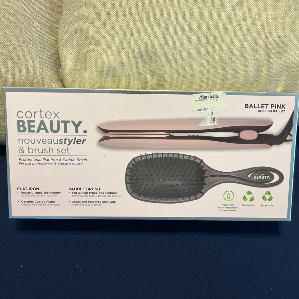 Cortex Beauty Pro Slim 1" Flat Iron Tool Ceramic Plates & Paddle Brush - Image 1 of 4