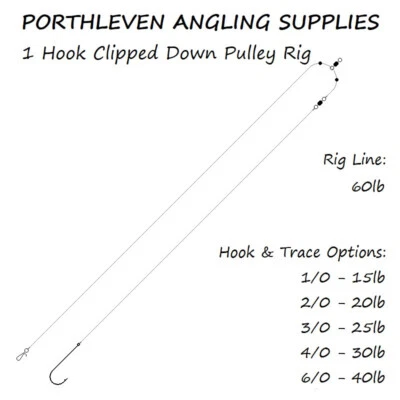 5 x 1 Hook Clipped Down Pulley Sea Fishing Rig, All Sizes, Free P&P - Image 1 of 2