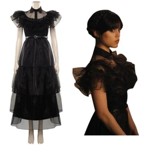 Wednesday Addams Cosplay Costume Outfits Halloween Carnival Party Dance Suit - Picture 1 of 13