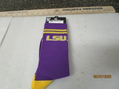 NEW! Qty (4) LSU Tigers Knit Crew Socks by Strideline - Image 1 of 4