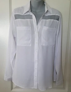 Camisa Para Mujer Blanca Blusa Botón Frontal Top Atención Talla M Mediana L Grande Nueva Con Etiquetas - Imagen 1 de 4