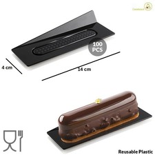 100 Vassoi monoporzioni rettangolari in plastica neri 14 x 4 cm