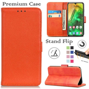 Premium Leather Wallet Flip Book Smart Case Cover For All Samsung Galaxy Mobiles - Picture 1 of 6