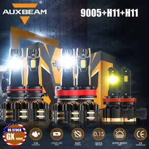 For Equinox 2010-2017 AUXBEAM LED Headlight Hi/Low Beam White+Fog Light Yellow - Picture 1 of 12