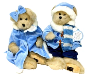 TS Trade Secret Baby Blue Plush Bears Set Snowball Snowflake Retired 2003 w/ tag - Picture 1 of 11
