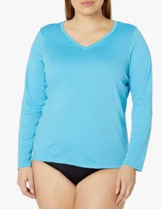 Kanu Surf Women's Plus Solid UPF 50+ Long Sleeve Swim Shirt Rashguard  3X  5055 - Picture 1 of 2