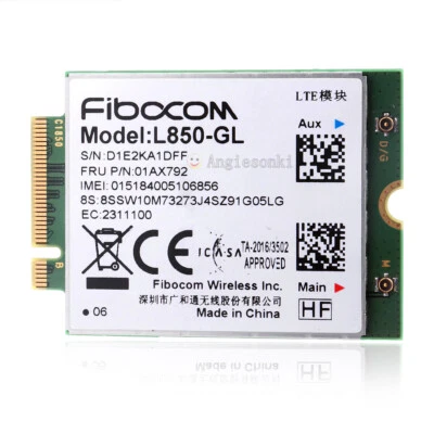 L850-GL LTE 4G WWAN Card 01AX792 For Thinkpad L580 L490 X380 Yoga X1 Carbon 6th - Image 1 of 4