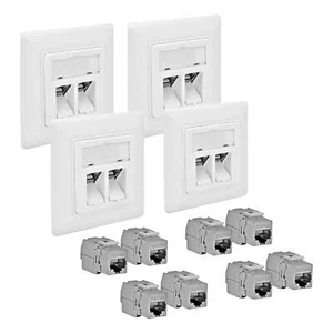 4x Cat6A Netzwerkdose Datendose mit Keystone Jack Modul RJ45 10GB LAN ProfiPatch - Bild 1 von 12