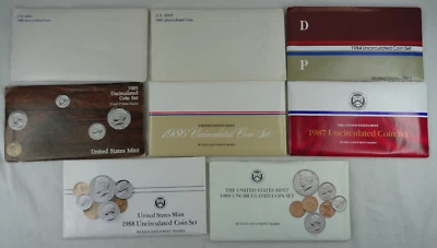 1980-1989 US Mint Sets 86 Coins Lot of 8 OGP Original Envelope COA Uncirculated - Image 1 of 4