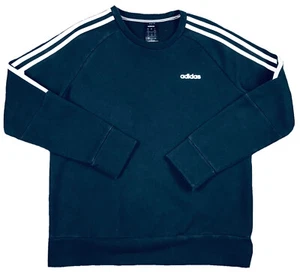 adidas Boys Sporty Style Classic Essential Crewneck 3 Stripe Black Sweater Sz L - Picture 1 of 6