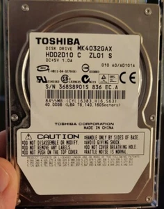 TOSHIBA MK4032GAX FESTPLATTE 40GB 2,5" IDE 5400RPM LAPTOP NOTEBOOK - Bild 1 von 1