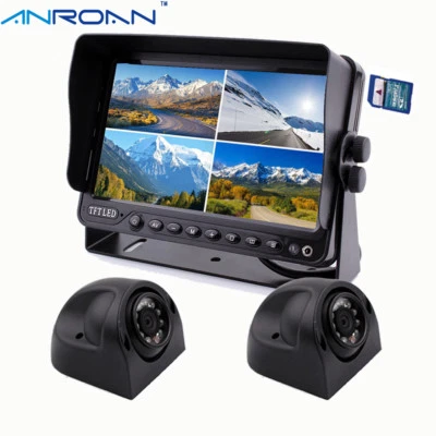 Backup camera and monitor Kit 9" Quad Monitor DVR Recorder Car Side View Camera - Image 1 of 4