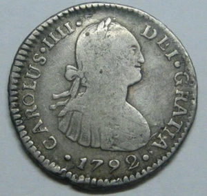 1792 SANTIAGO 1 REAL CHILE CHARLES IV ASSAYER DA SPANISH SILVER COLONIAL ERA - Picture 1 of 4