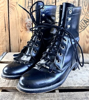 Botas Justin Diamond J Lacer Estilo Negro Talla 6.5 Montar Tobillo Foto 1 de 4