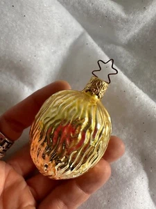 Vintage Blown Glass Walnut Christmas Ornament Gold West Germany - Picture 1 of 4