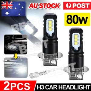 2X H3 80W 12000LM LED Car Headlight Conversion Globes Bulbs Beam 6000K White AU - Picture 1 of 9