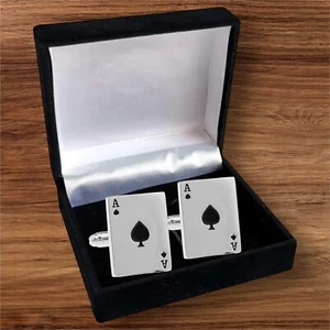 Lux Ace Card Cufflinks Poker Wedding  Gambling Gift Set Suit In Cufflink Box UK - Picture 1 of 6