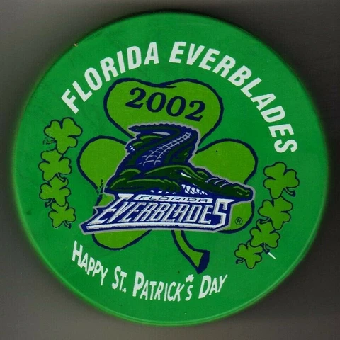 Florida Everblades Happy St. Patrick's Day 2002 ECHL Green USA Puck Shamrocks Cover