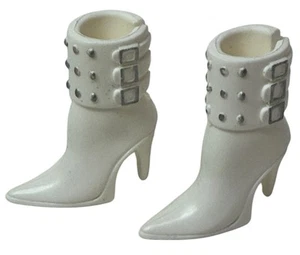 Barbie Fashionistas Fashion Fever White Ankle Boots Silver Studs Platform Shoes - Picture 1 of 6