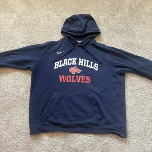 Nike Black Hills Wolves Hoodie Black Hooded Pullover Sweatshirt Youth Large - Picture 1 of 5