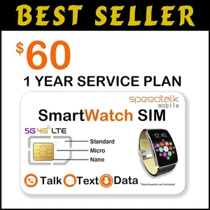 Reliable 5G LTE SIM for Smartwatches - Includes 1 Year of Unlimited Support - Picture 1 of 10