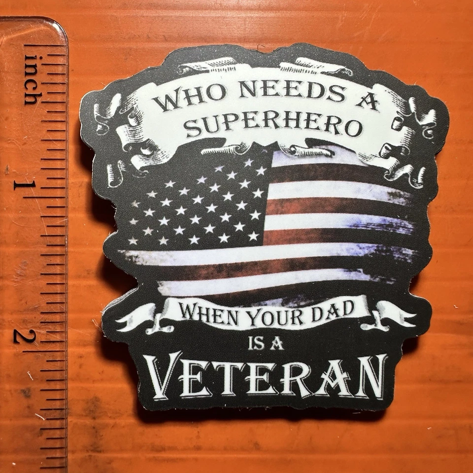 SUPER HÉROE VETERANO PAPÁ Ejército Pegatina Militar Marina Patriótico Soldado Americano Foto 1 de 1