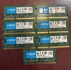 Lot of 7 CRUCIAL CT51264BF160BJ.M8FP 4GB PC3L-12800 DDR3L-1600MHZ RAM MEMORY - Picture 1 of 3