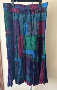 Vintage Maxi gonna Phool donna boho reversibile floreale stropicciata festa viola taglia 1X - Foto 1 di 11