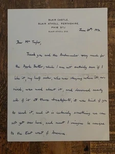 George Iain Murray, 10th Duke of Atholl, From Scotland Handwritten Signed Letter - Picture 1 of 7