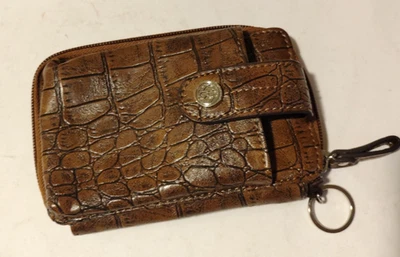 ВИНТАЖНЫЙ бренд реликвий от Fossil бумажник карты на молнии вокруг аллигатора печати - Изображение 1 из 4