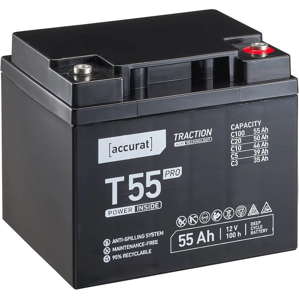 12V 55Ah AGM VRLA Batterie Akku Notstrom USV Elektromobil Versorgungsbatterie - Bild 1 von 4